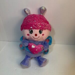 Hug & Luv Butterfly Plush Purple Pink Heart Valentine Stuffed Animal 12 Inch